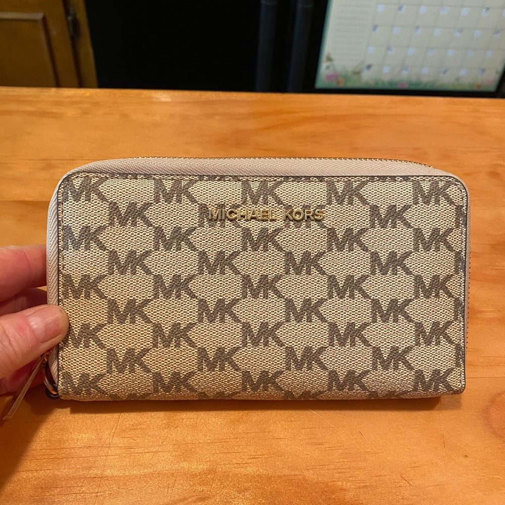 Michael Kors Signature Dotted Canvas Coated Clutch